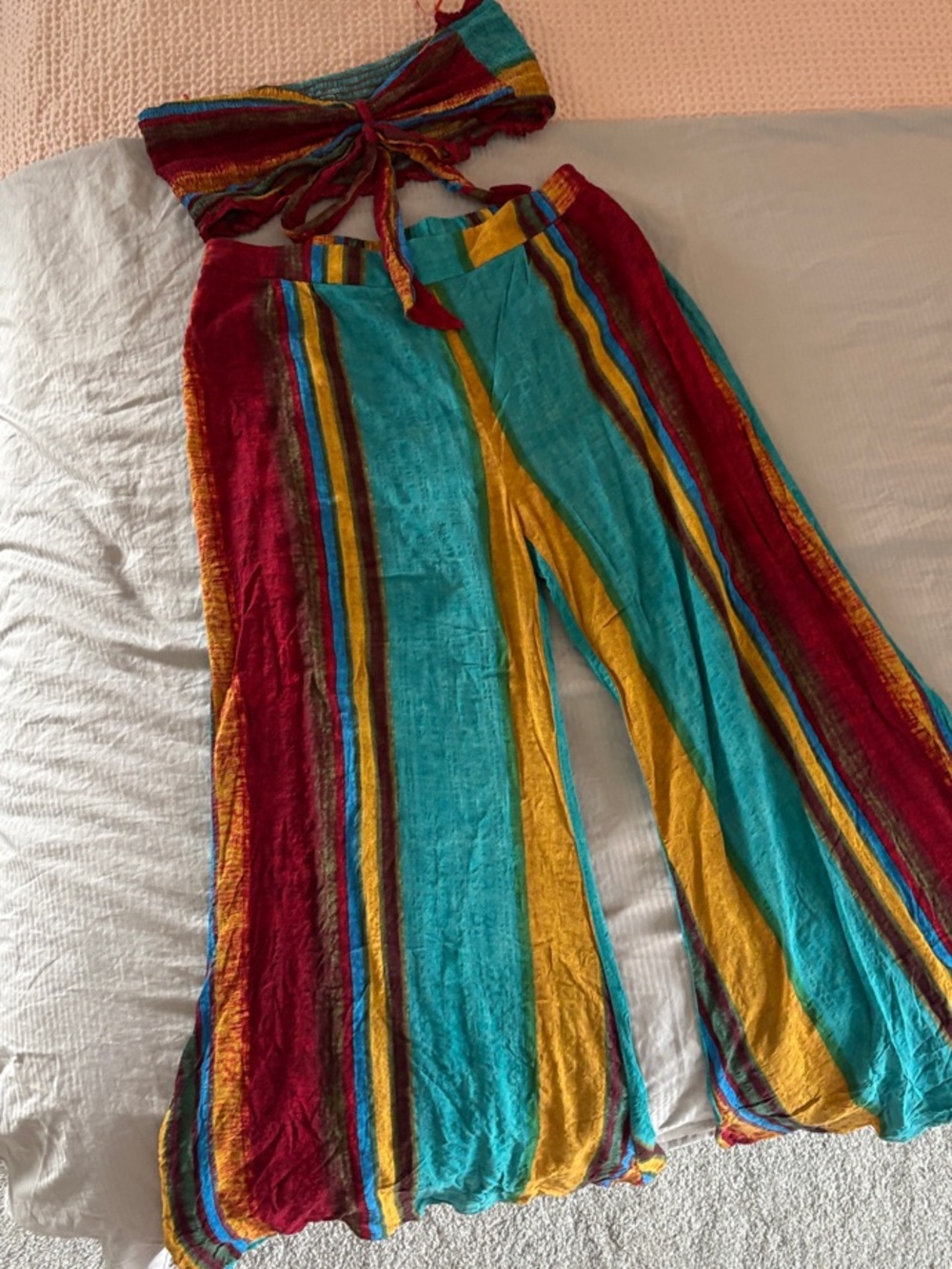 NWOT CIDER Multicolor Striped Wide-Leg Women's Pants and top